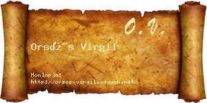 Orsós Virgil névjegykártya